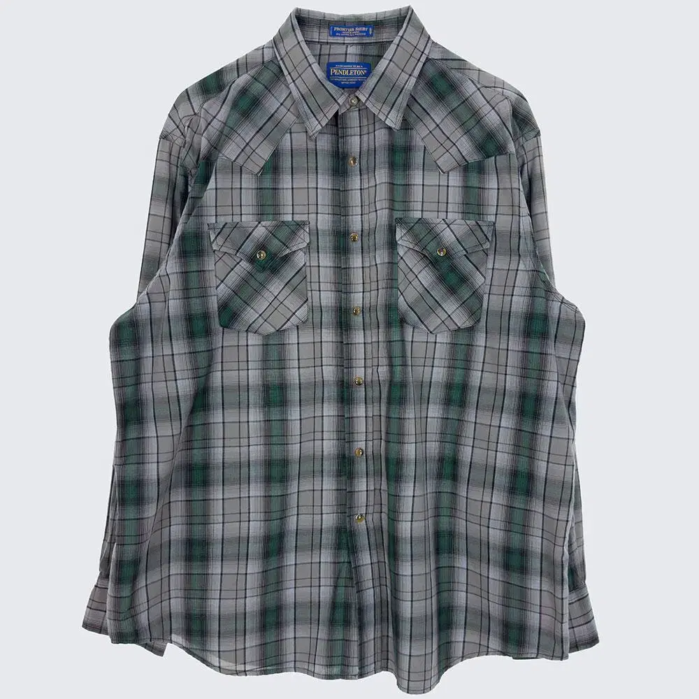 [Men's Overfit] Pendleton Check Shirt Southern Cotton Poly Vintage (18665)