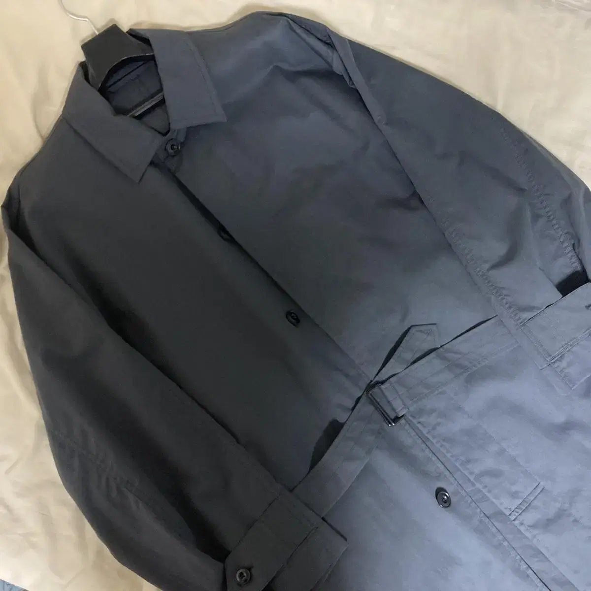 [48] Lemaire Belted Overcoat Storm Gray