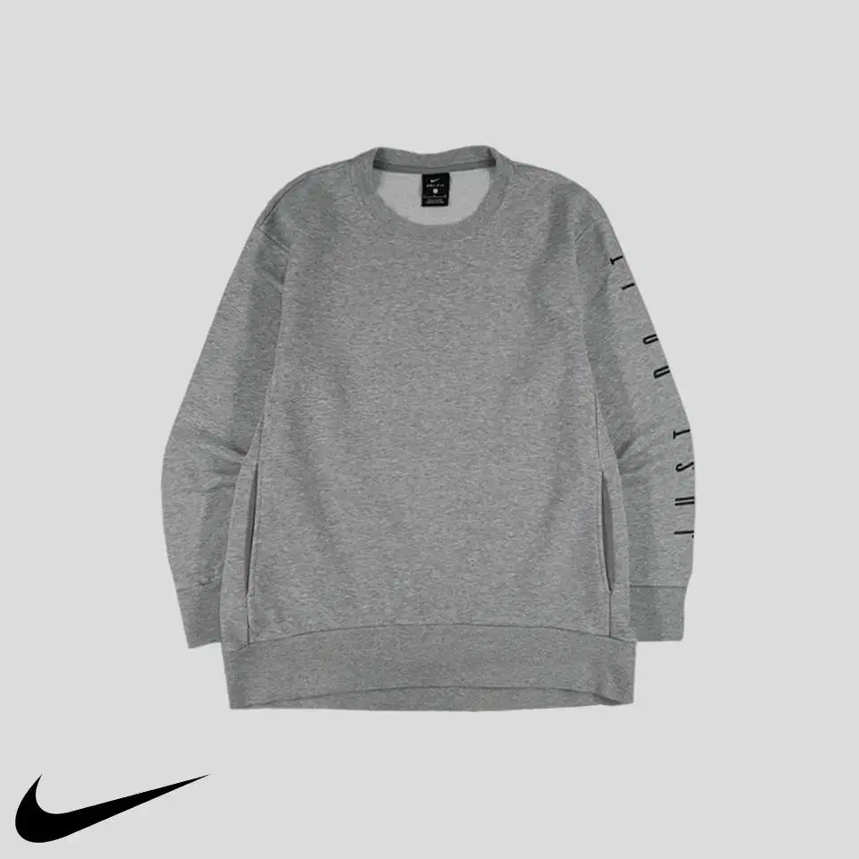 Nike Melange Grey Justduit Printed Dry Fit Hidden Pocket Cotton Blend Sweatshirt