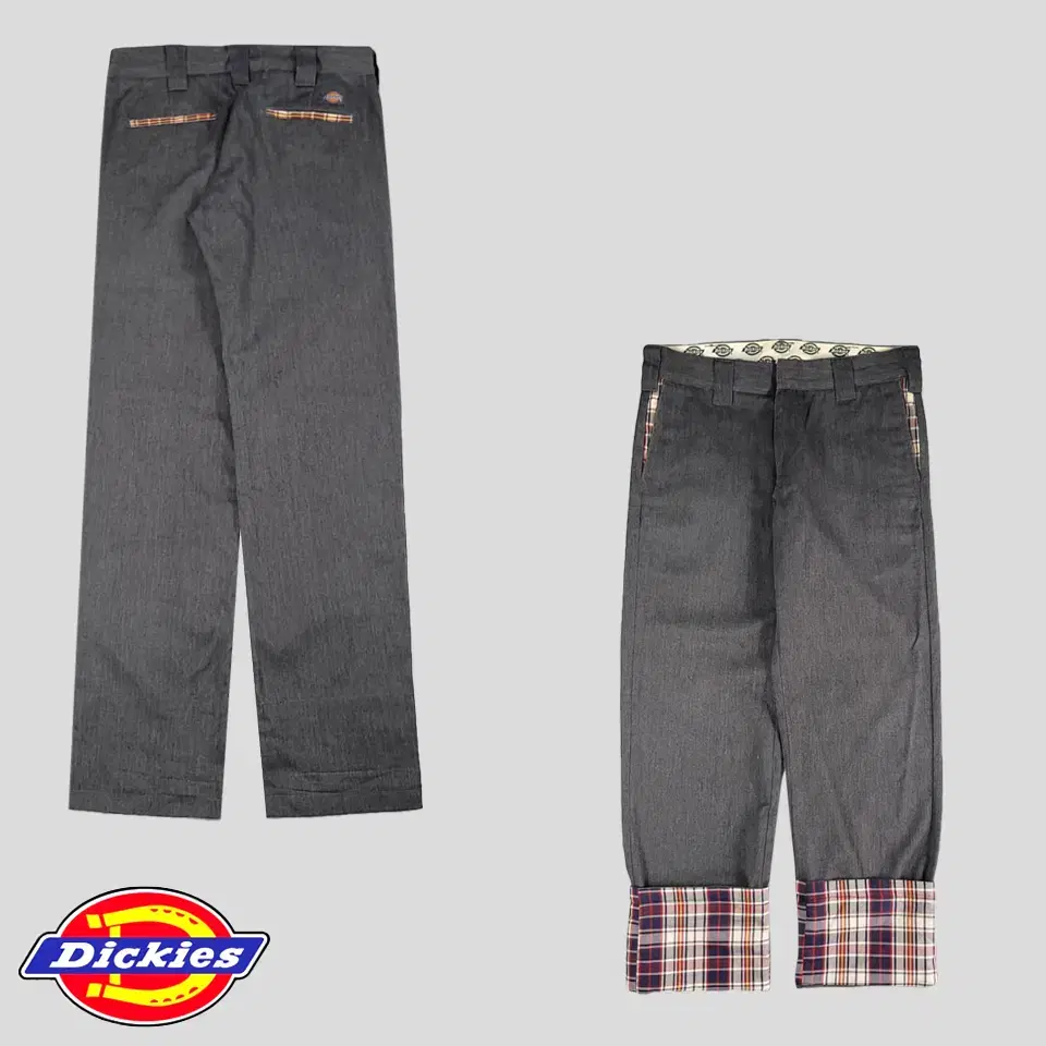 Dickies charcoal patchwork plaid lined poly-cotton blend twill straight-fit cotton bars