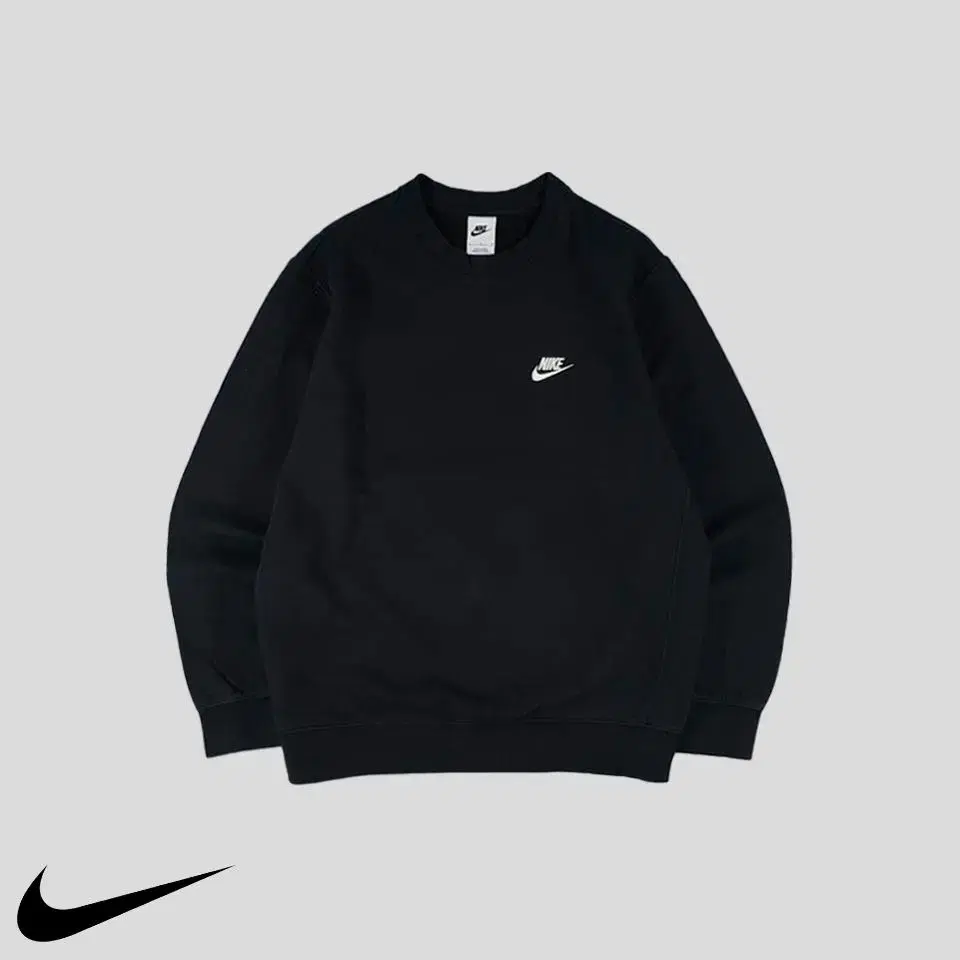 Nike Pigment Black White Futura Logo Cotton Blend Brushed Sweatshirt Man-to-man T-shirt