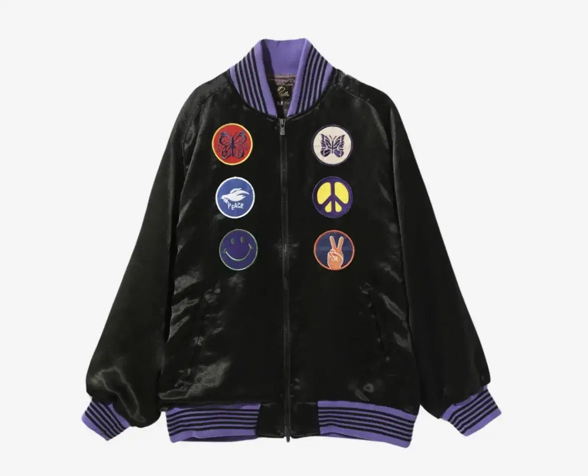 Needles Acetate Satin Award Jacket Black L