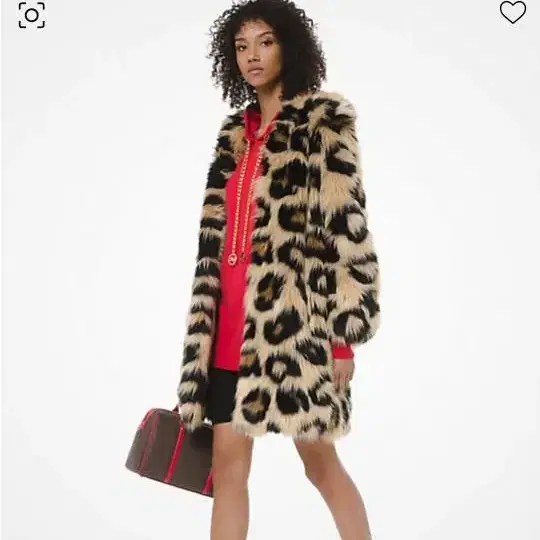 S) 마이클 코어스 Faux Fur 레오파드 코트 팝니다