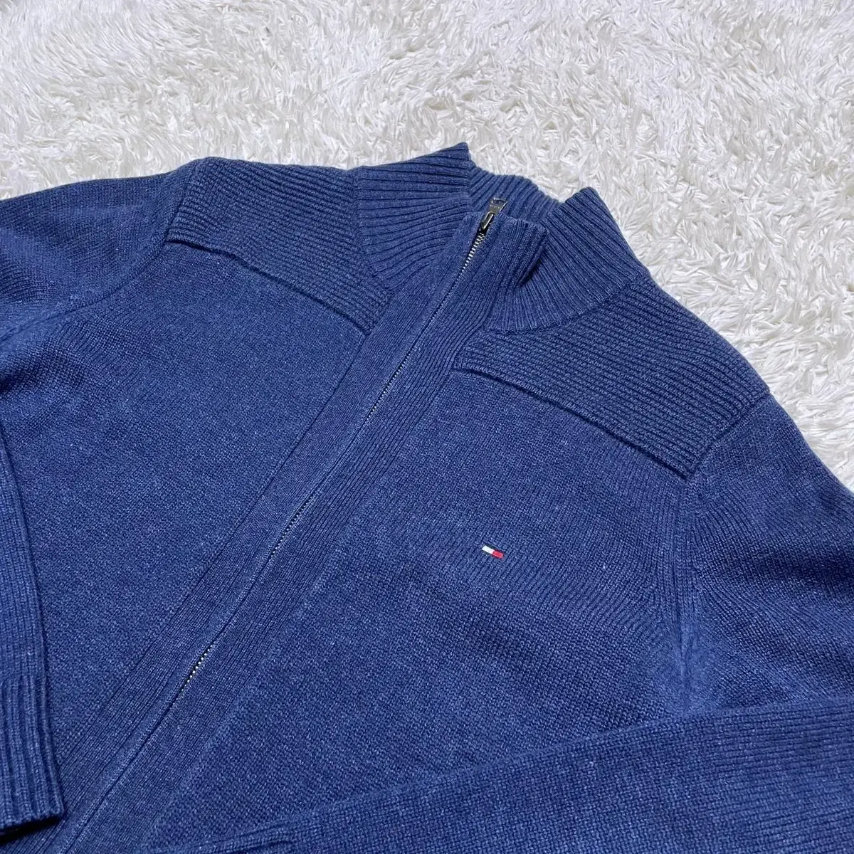 [TOMMY] Tommy Hilfiger Navy Knit Zip-up