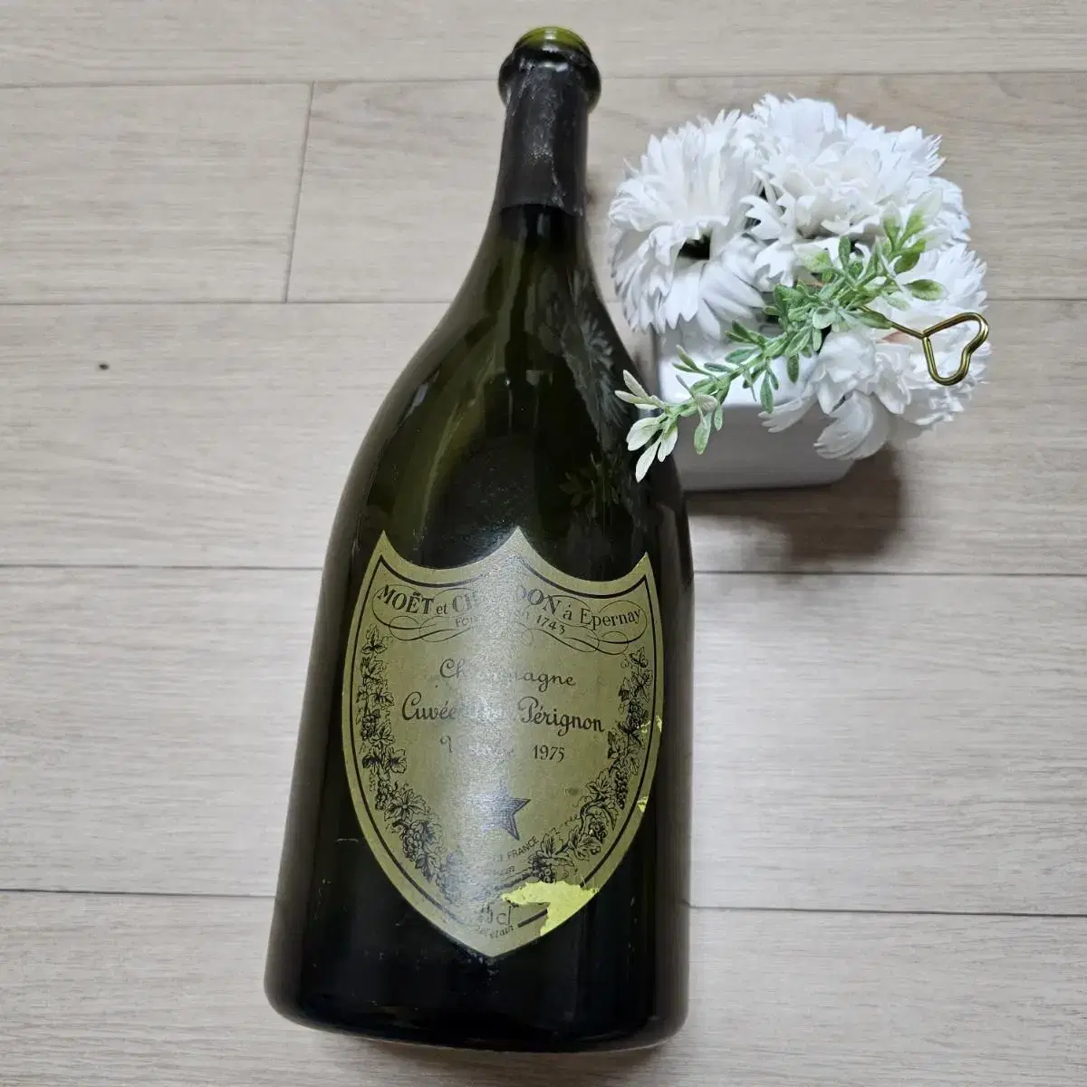 Dom Perignon 1975 empty champagne bottle