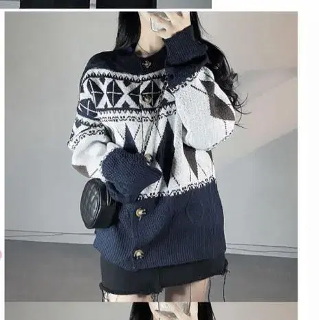 Able Nordic winter Argyle Knit Cardigan