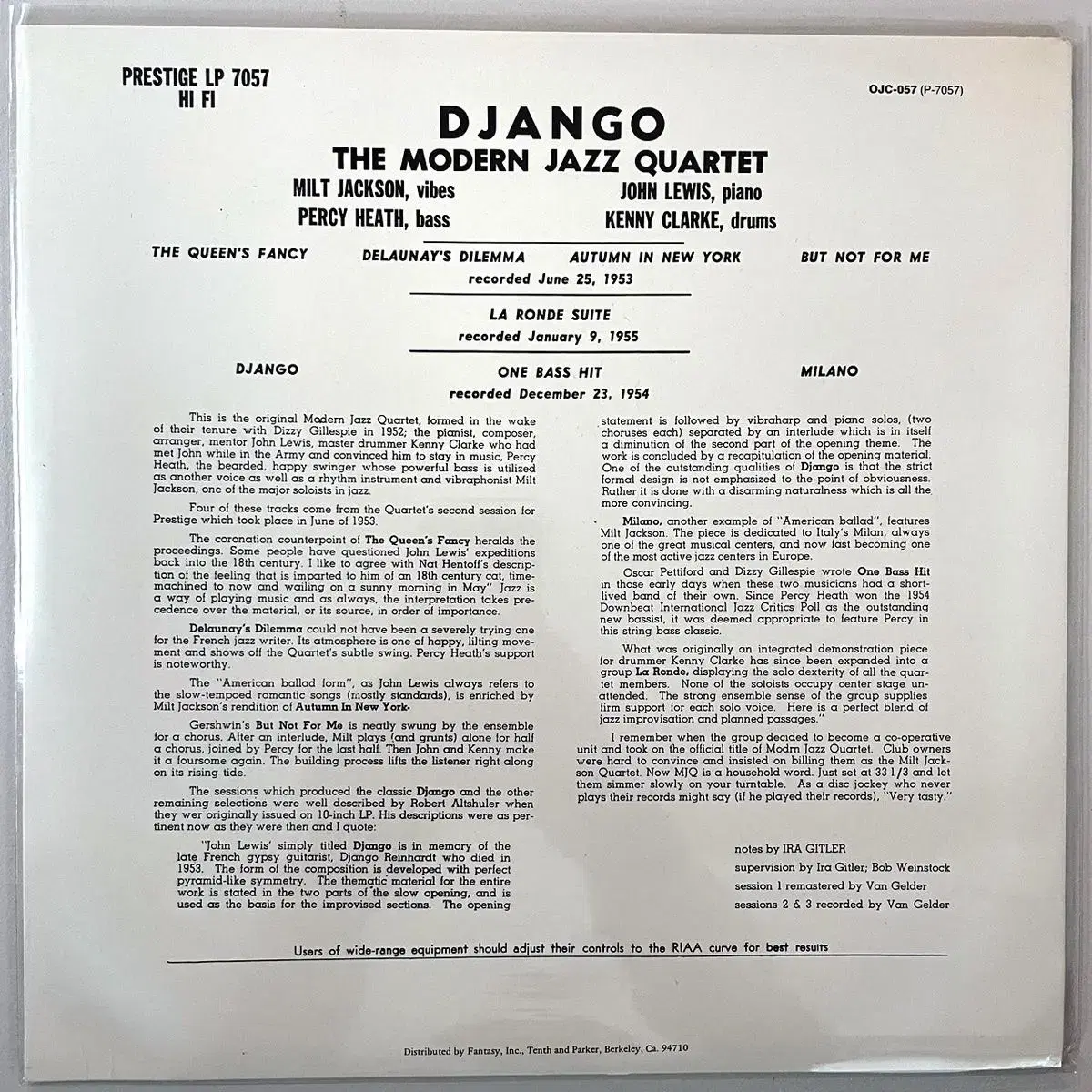 Modern Jazz Quartet - Django 일본수입LP