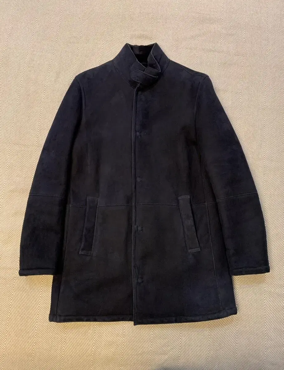 1200->800 Giorgio Armani Coat Shearling Mustang 48 Navy Keytone