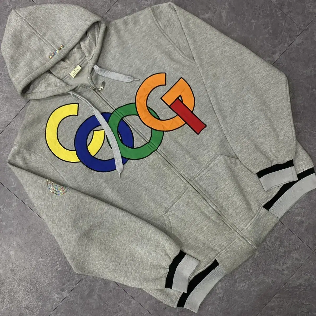 Kooji Big Logo Gray Hooded Zip-Up