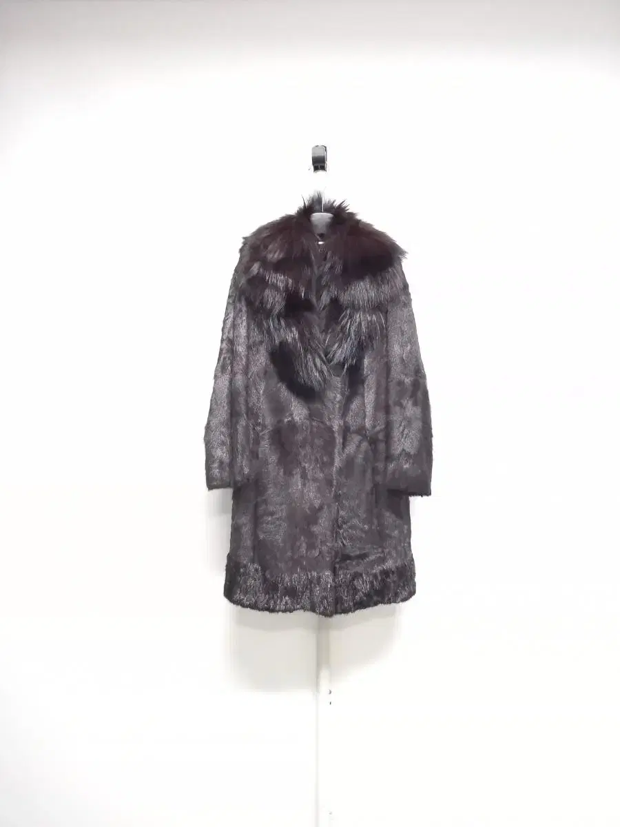 TIME TIME Mink Fox Fur Colorblocked Long Coat 66.55