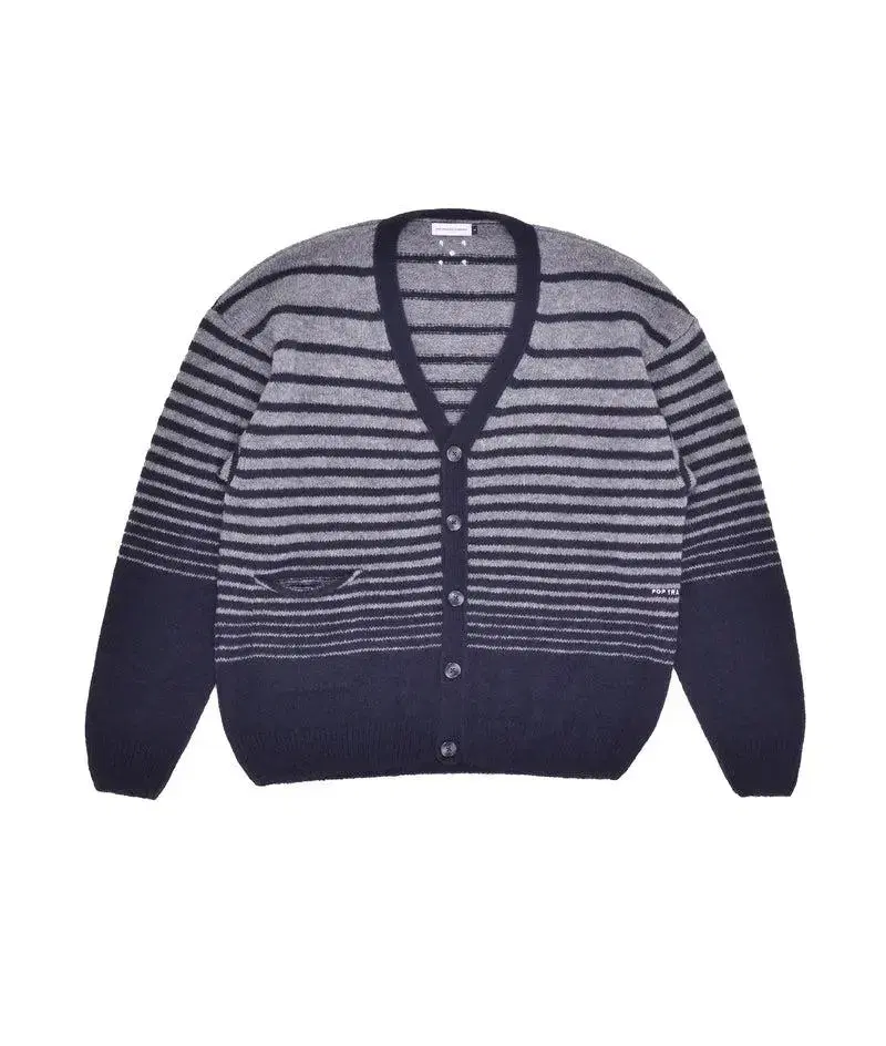 [XL] Pop Trading Company Striped Cardigan Gray