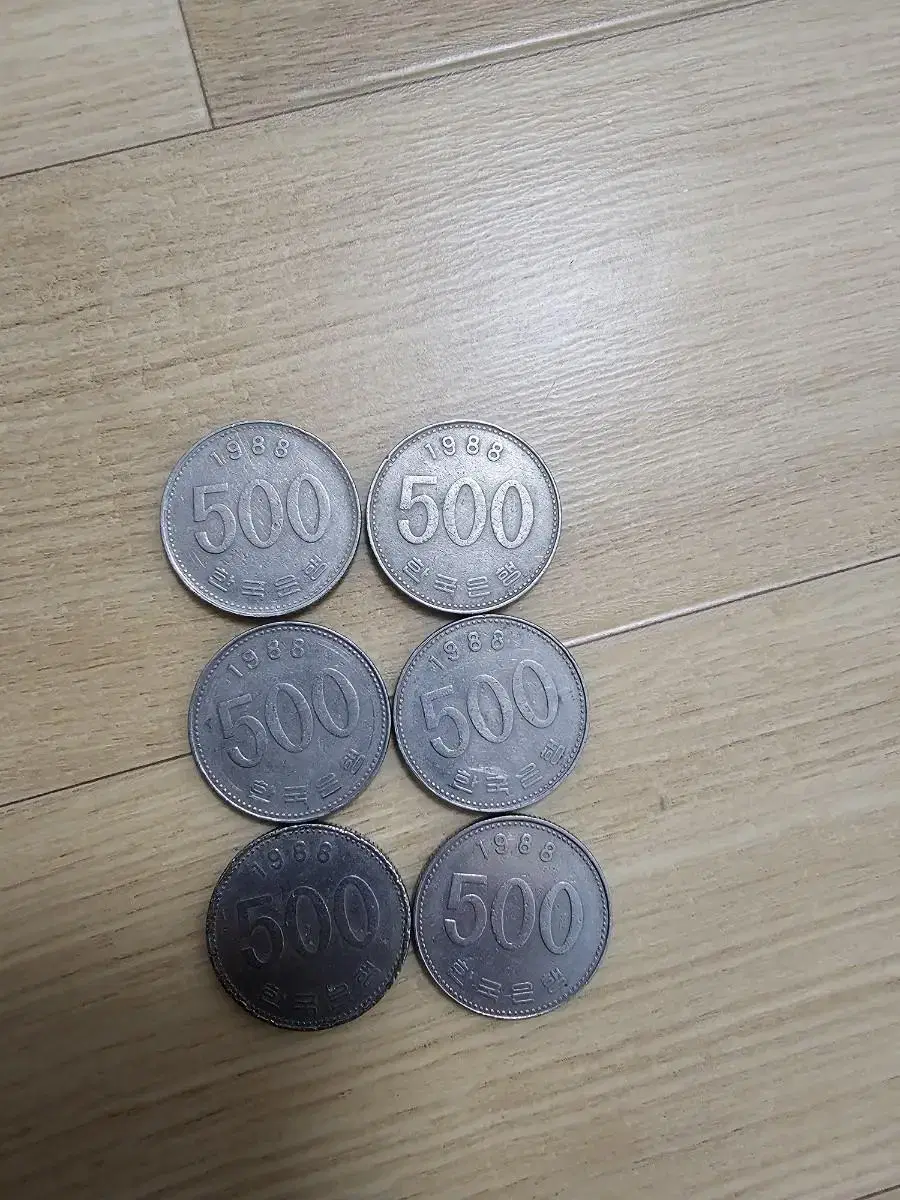 6 rare coins, 1988, 500 won.