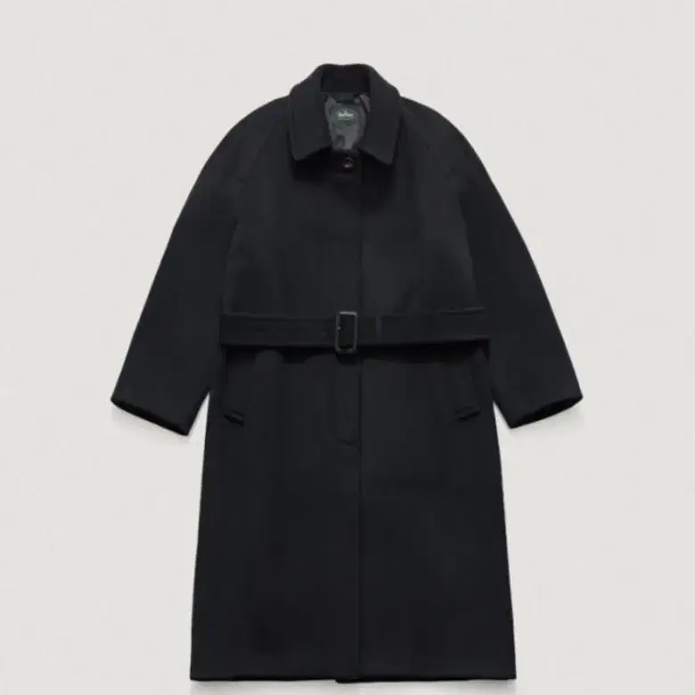 더바넷 Black Roger Belted Balmacaan Coat