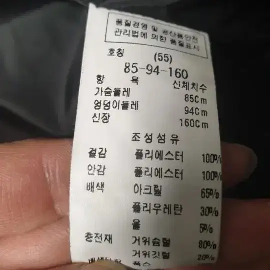 Z00C주크 롱구스다운 55(~66)세탁완료