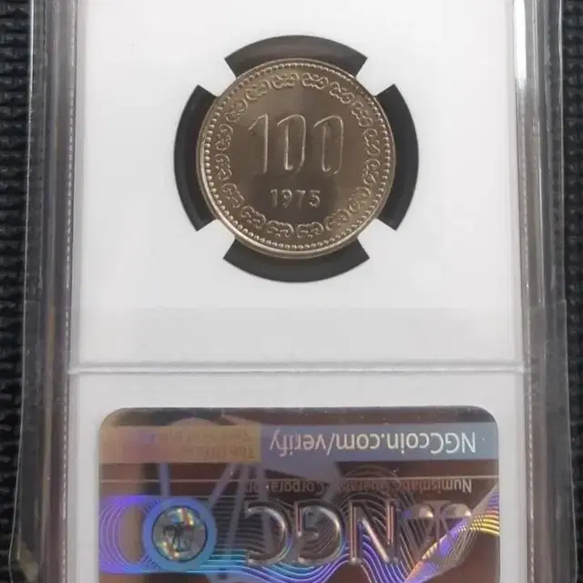 1975년 100원 ngc 64등급주화.한국은행 주화 화폐 동전