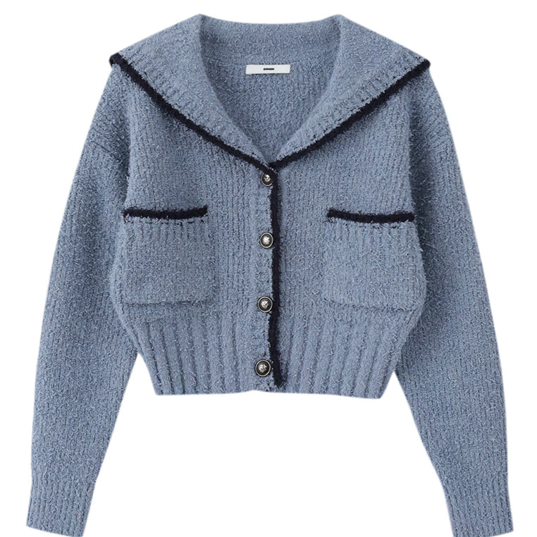 에트몽 shawl sailor collar knit cardigan