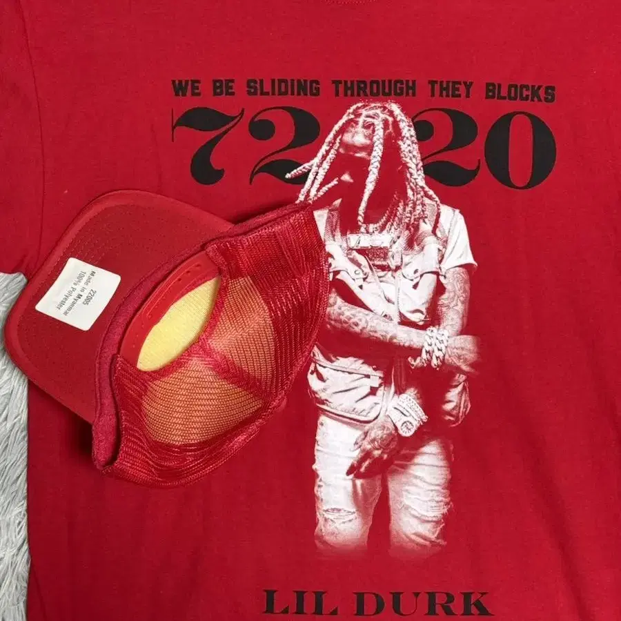 (L) Lil durk 릴더크 랩 티셔츠 + 트러커 캡