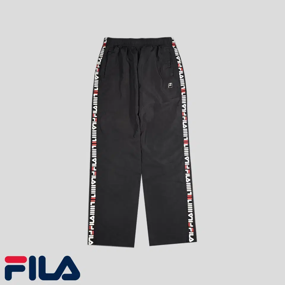 FILA 휠라 필라 JP 블랙 화이트 프린팅로고 테이프라인 밴딩 트랙팬츠