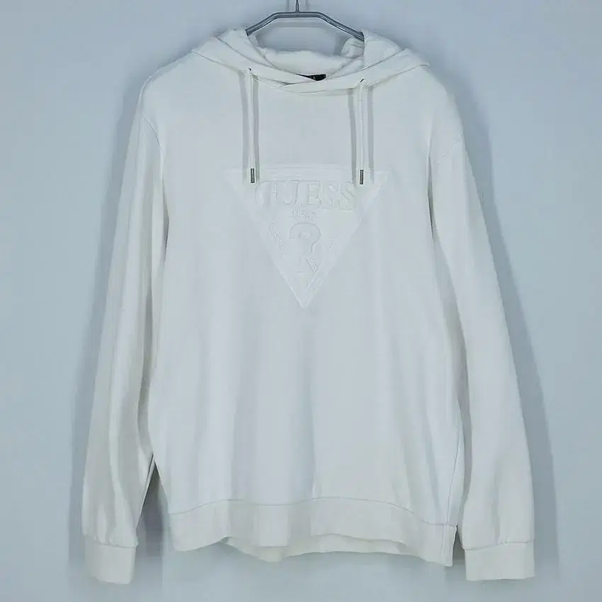 Geth Men's Embossed Logo Cotton Hooded Long Sleeve Top Ivory XL (HU20699)