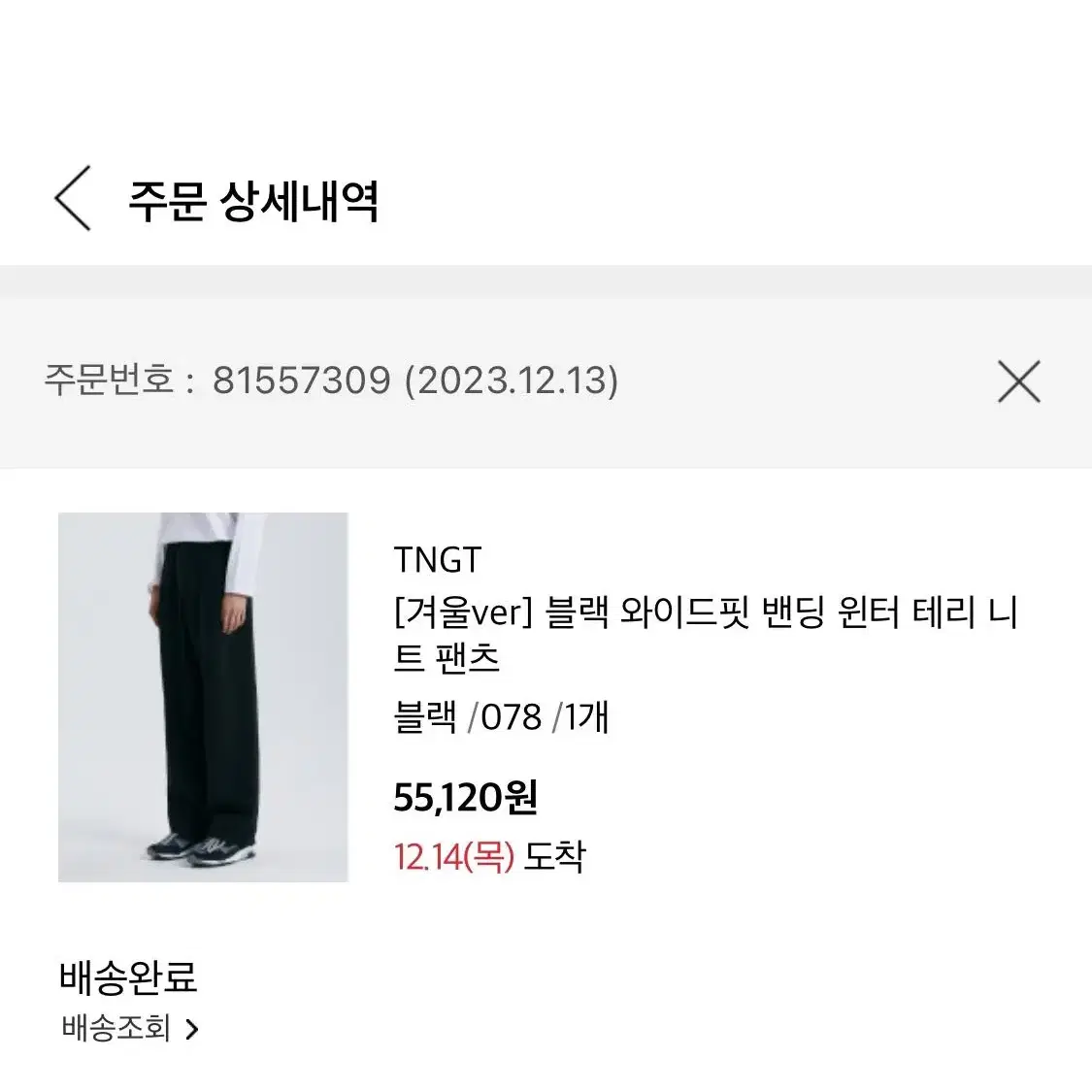 tngt 와이드 테리 팬츠 겨울버전 78