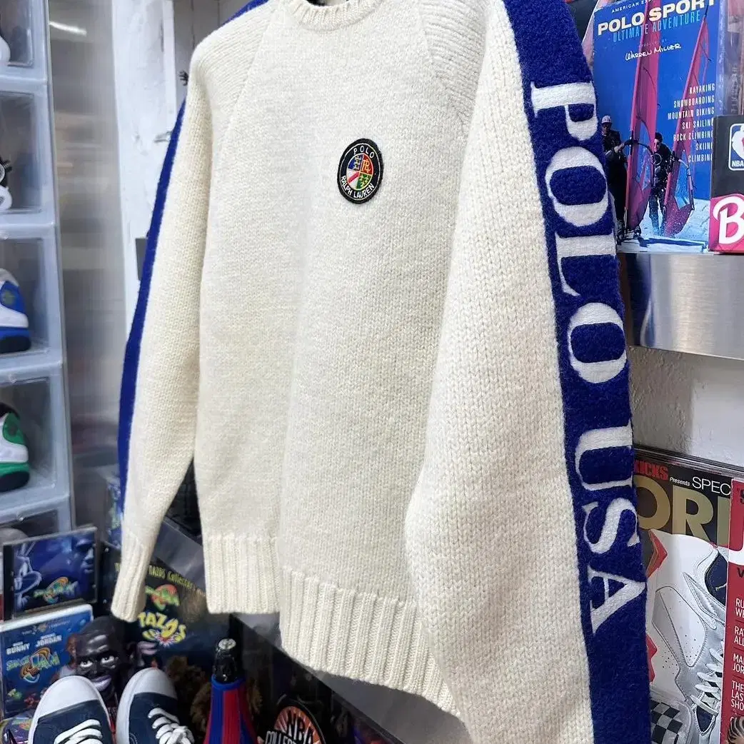 폴로 polo usa cookie crest patch wool knit