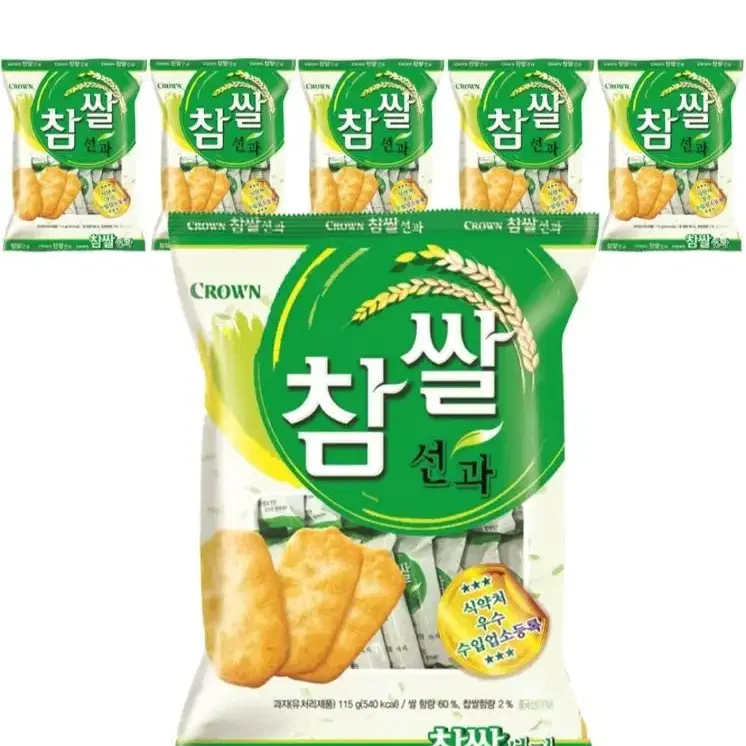 크라운 참쌀선과 115g 6개 무료배송 찹쌀선과 과자 군것질 참쌀 간식