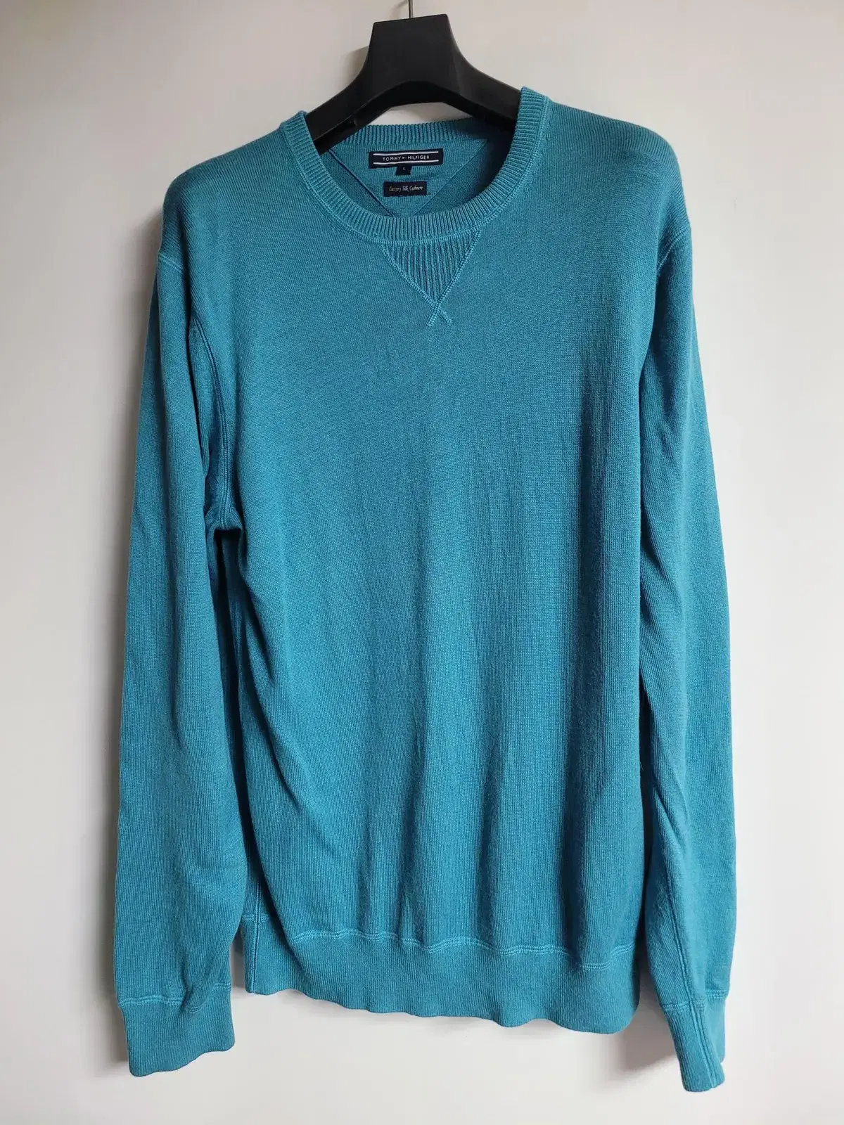 Tommy mint-colored silk-cotton knit men'sL pole887