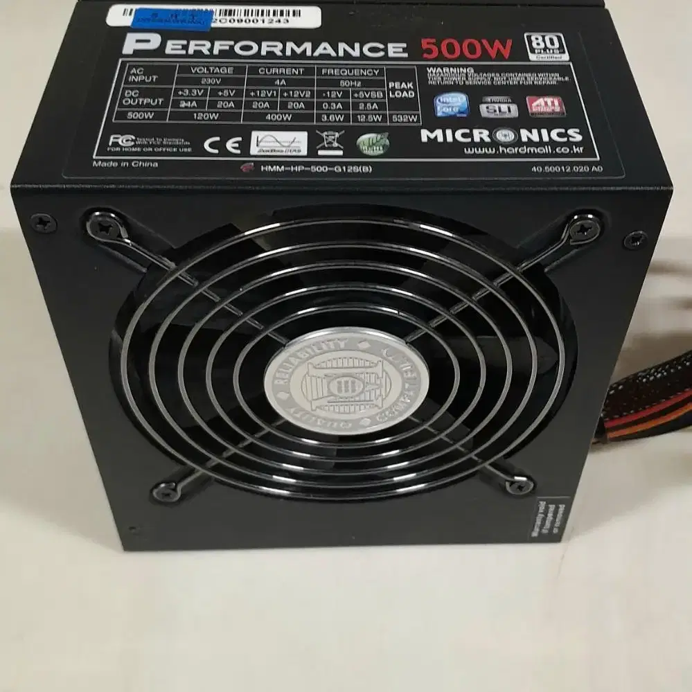 마이크로닉스 PERFORMANCE 500W 80PLUS 정격 파워