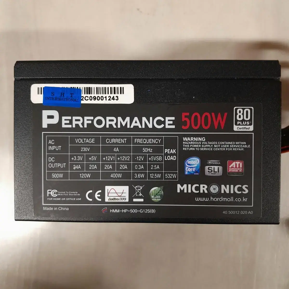 마이크로닉스 PERFORMANCE 500W 80PLUS 정격 파워