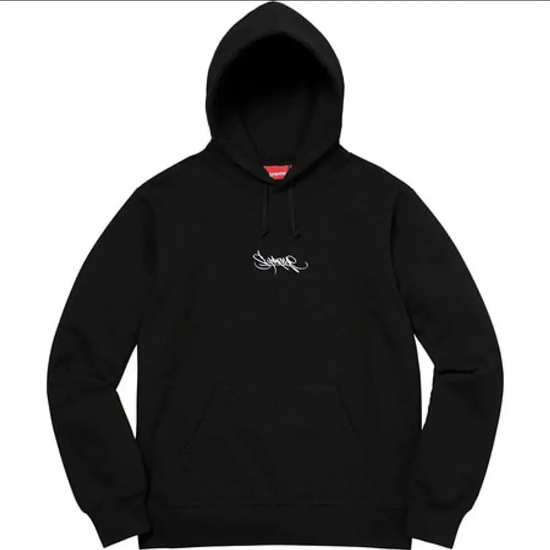 [M] 19SS Supreme tag Logo Hoodie Black