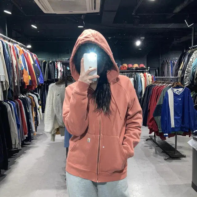 CARHARTT  칼하트 로고 패치 나그랑 슬리브 후드 집업 (M)