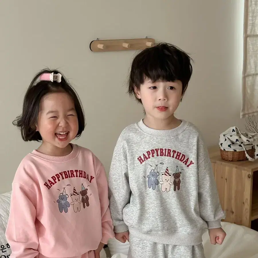 해피벌스데이곰상하복 남아 여아 둥이 남매 자매 형제 코디 등원룩 봄옷