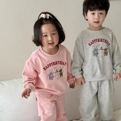 해피벌스데이곰상하복 남아 여아 둥이 남매 자매 형제 코디 등원룩 봄옷