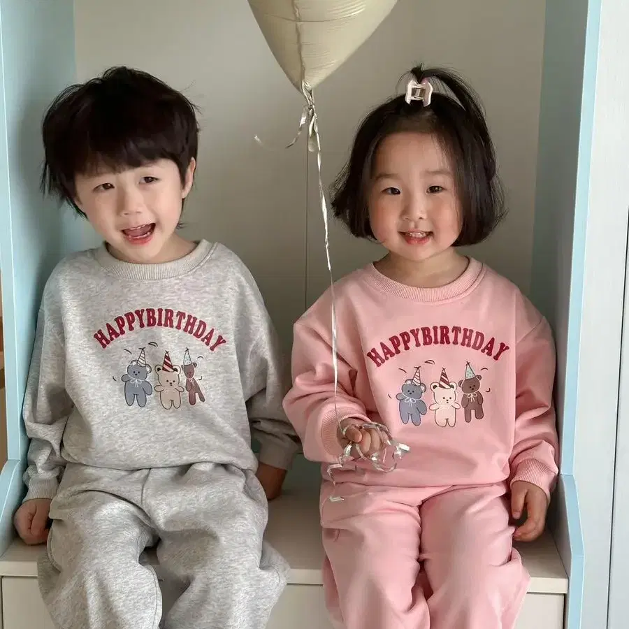 해피벌스데이곰상하복 남아 여아 둥이 남매 자매 형제 코디 등원룩 봄옷