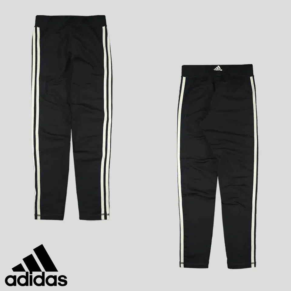 Adidas Black White Three Stripe Sideline Logo Printed Poly Blend Leggings Tights