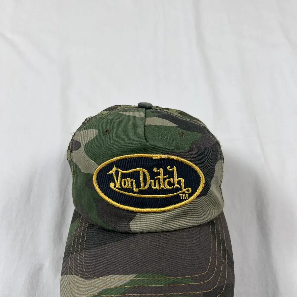 본더치 von dutch 로고 카모패턴 메쉬 트러커 캡모자