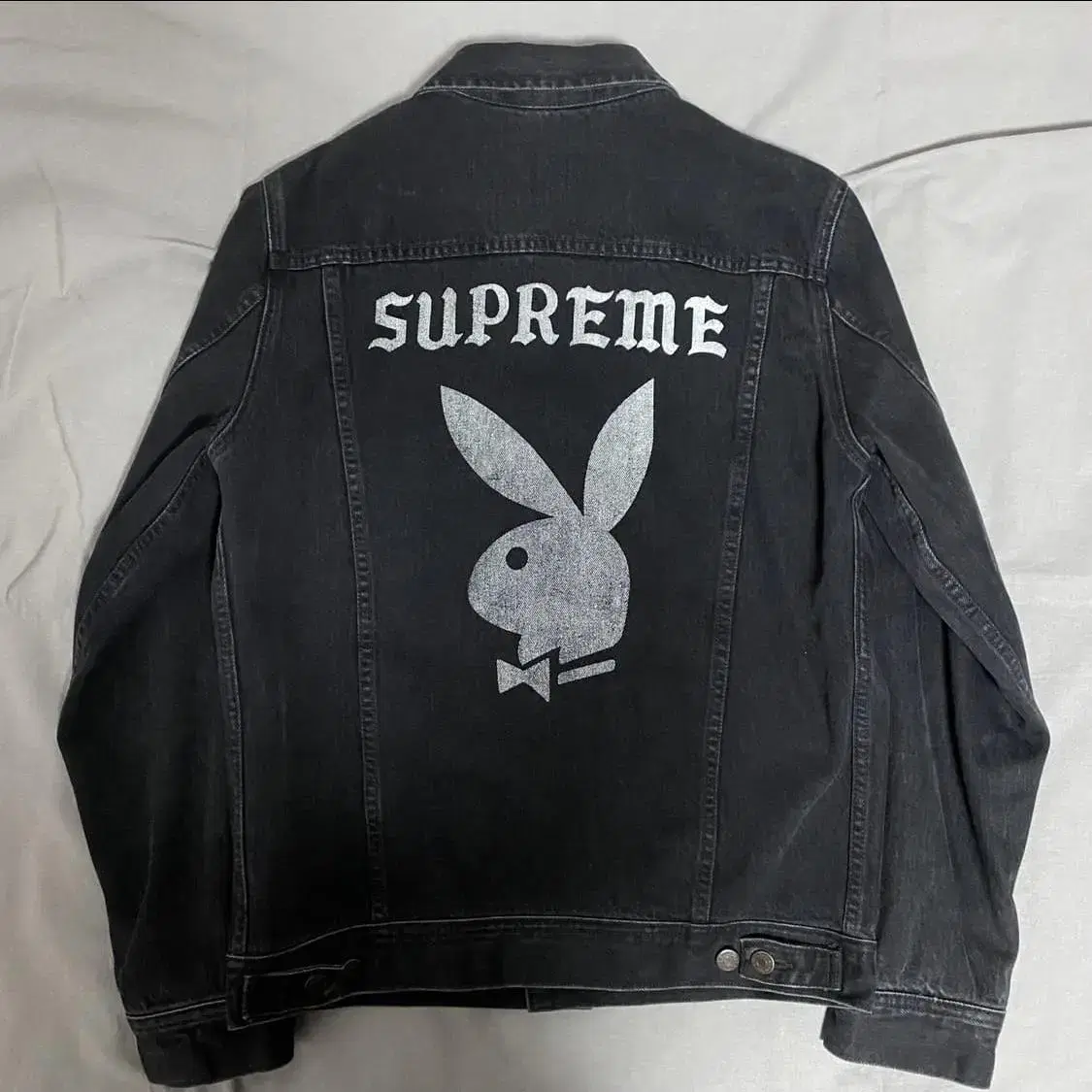 [M] 14SS Supreme Playboy Denim Jacket Black