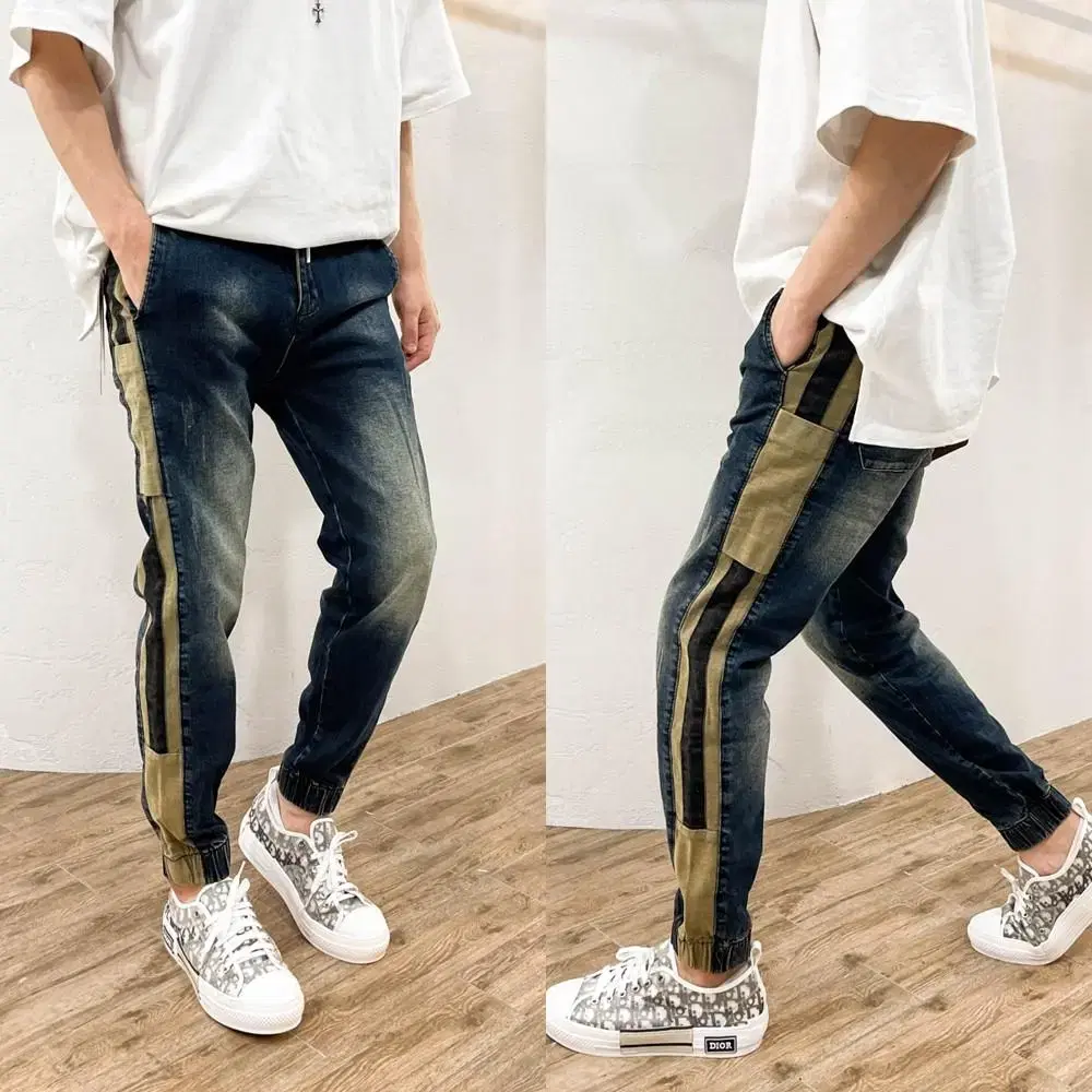 28-37 Banded Denim Jogger Pants