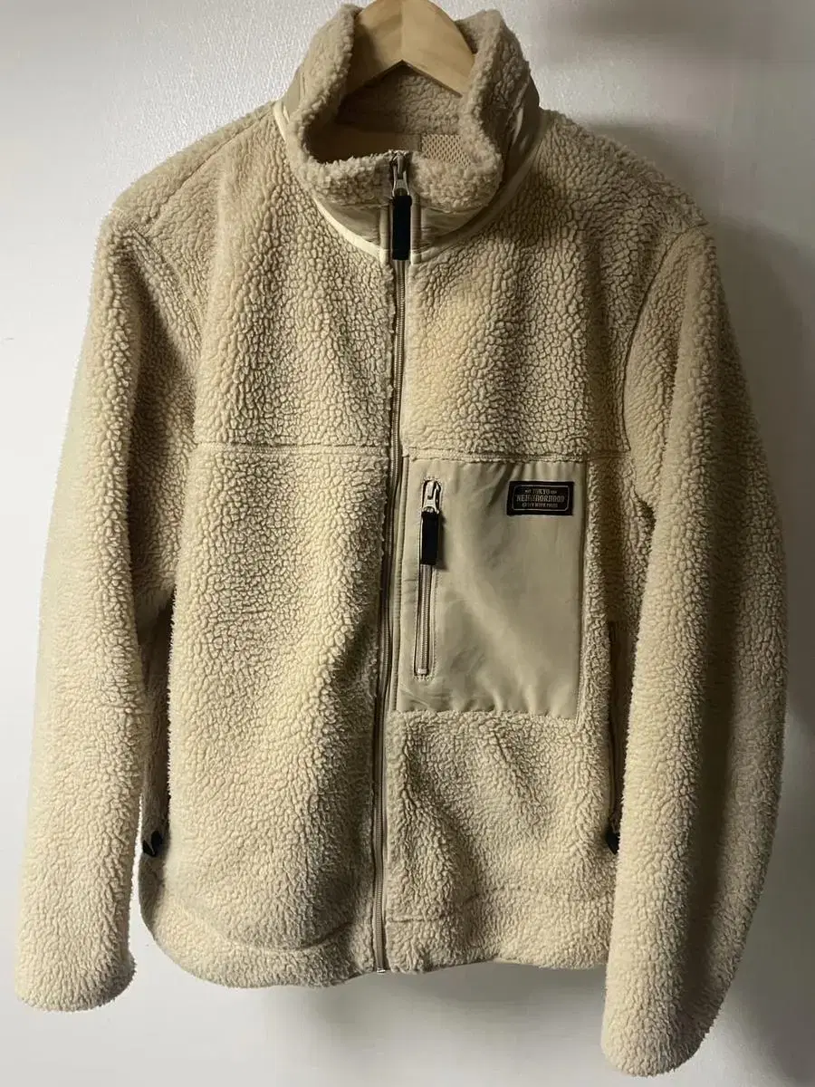 Neighborhood Hooded Fleece Jacket Beige