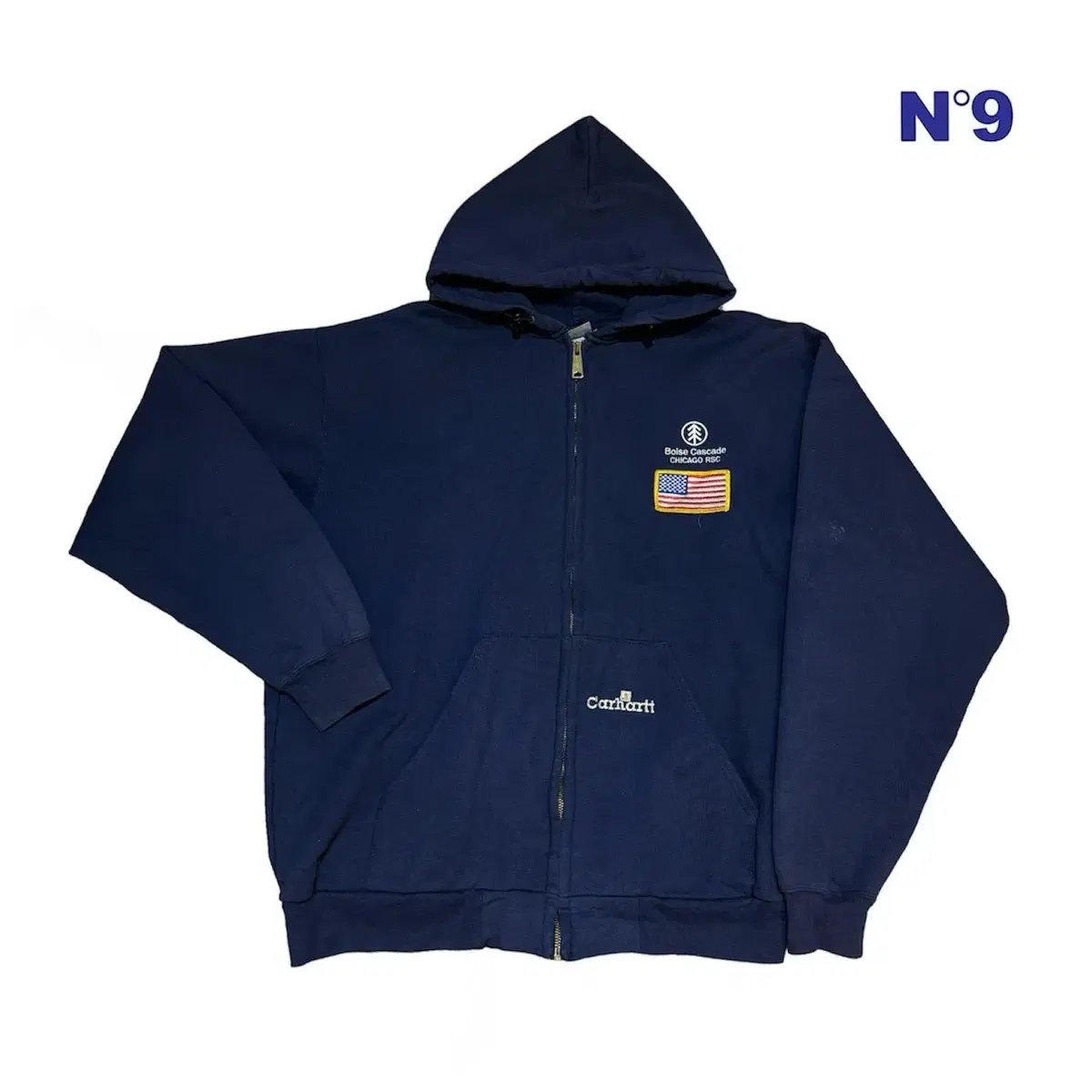 (No.9) Carhartt 칼하트 네이비 성조기 포인트 후드 집업