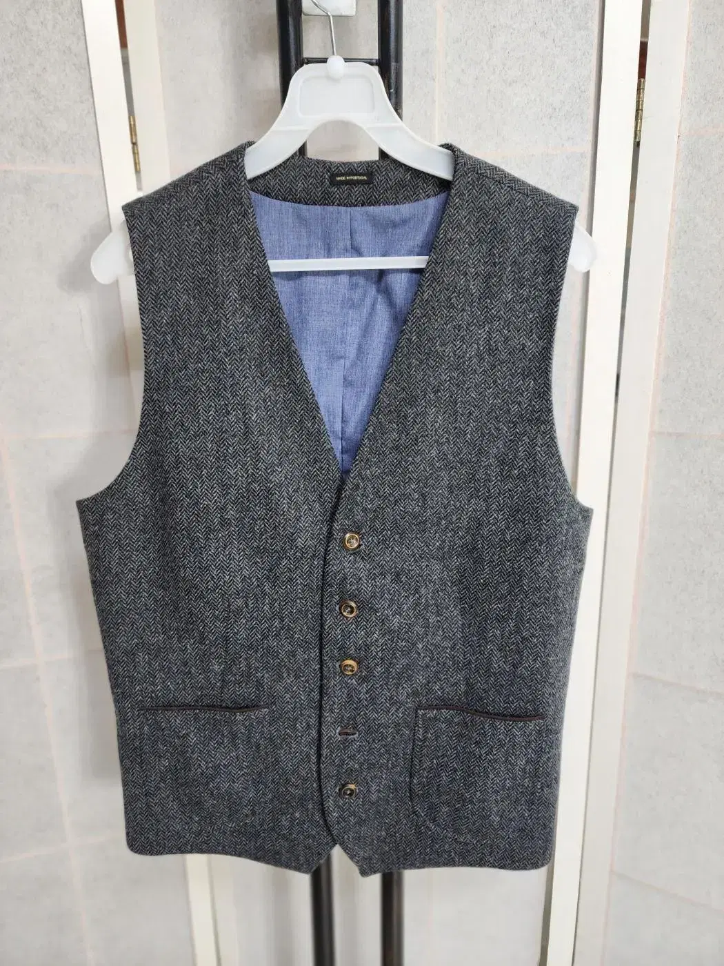 Massimo Dutti Wool Vest 100% Wool Herringbone Best Men's Suit Vest