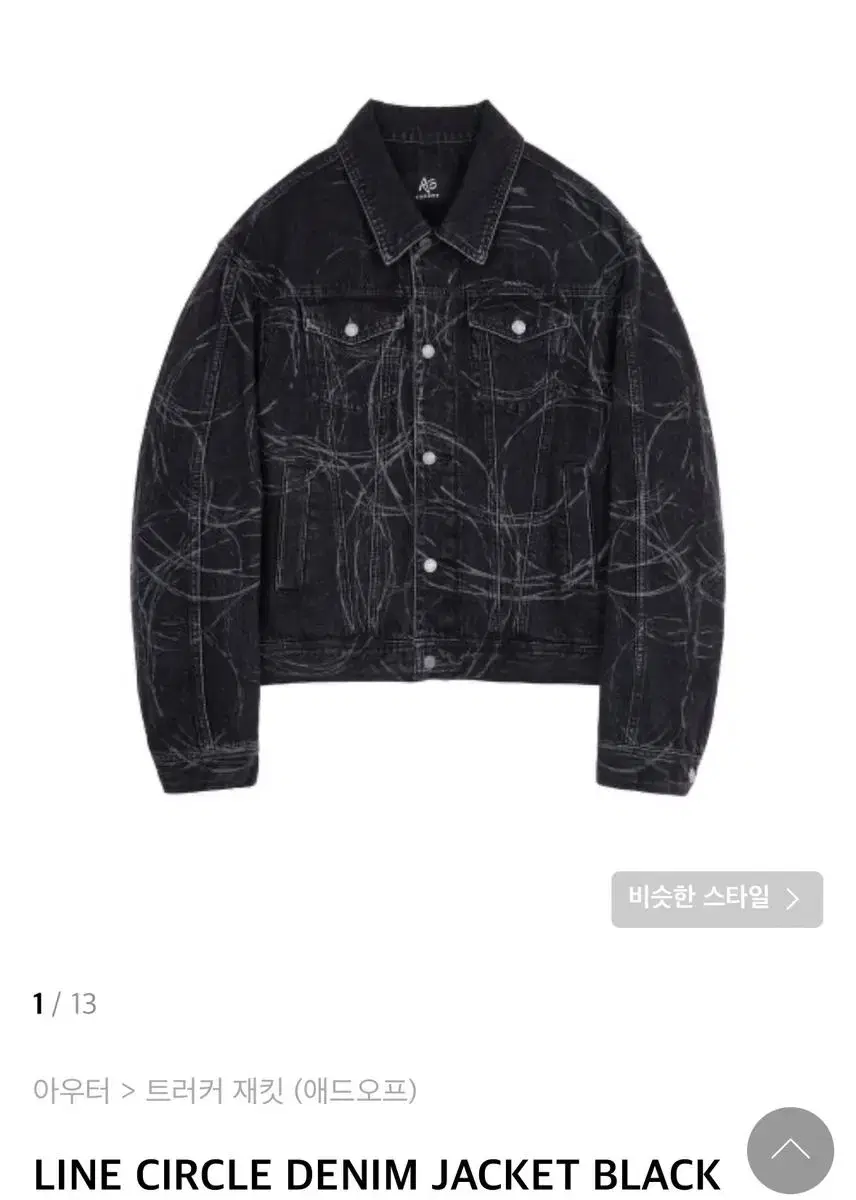 Addoff LINE CIRCLE DENIM JACKET BLACK(M)