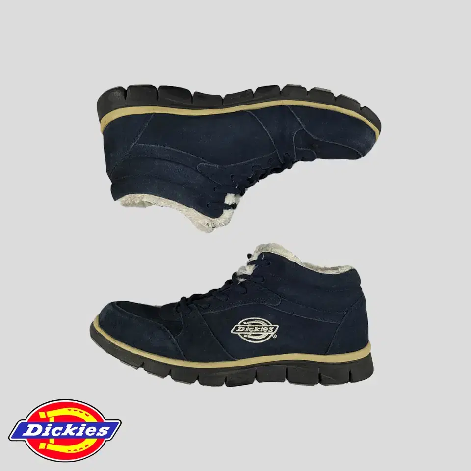 Dickies Pigment Navy White Embroidered Suede and Suede Inner Fleece Fur Boots Athletic