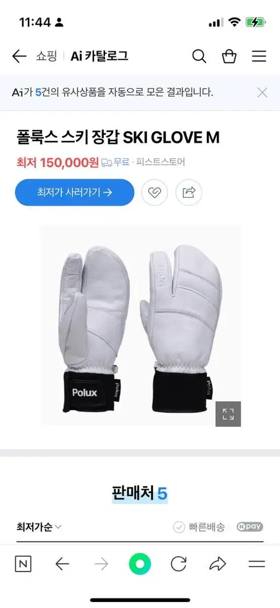 폴룩스 스키 장갑