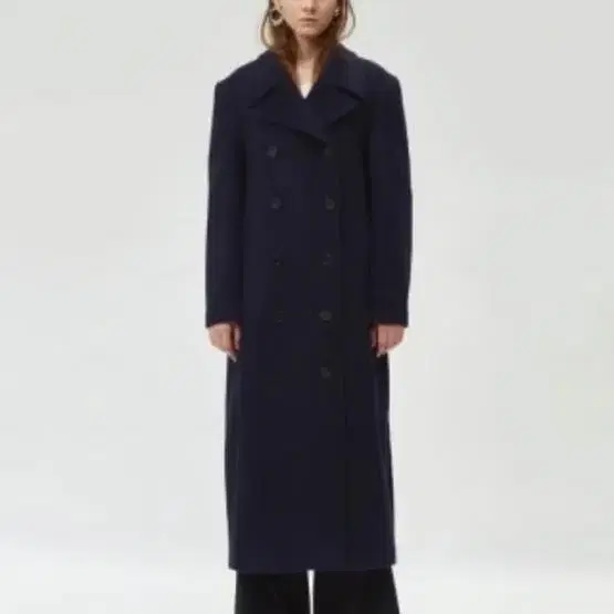 RECTO DOUBLE BREASTED WOOL LONG COAT(bla