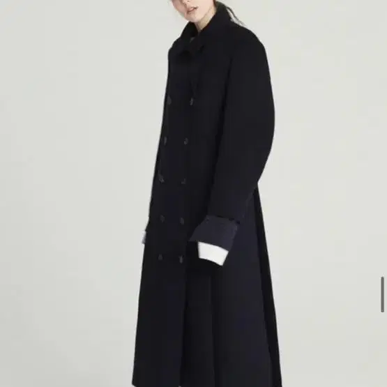 RECTO DOUBLE BREASTED WOOL LONG COAT(bla