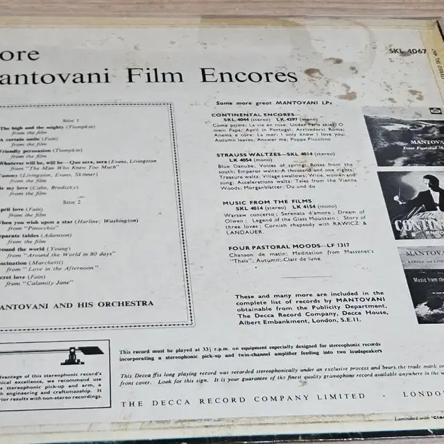 More Mantovani Film Encores (수입LP)