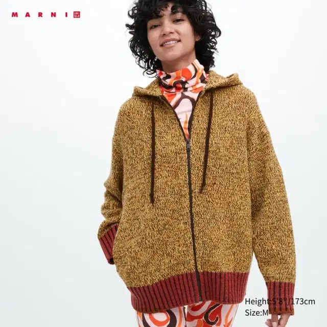 22FW UNIQLOxMARNI 믹스컬러얀 오버사이즈 풀집파카