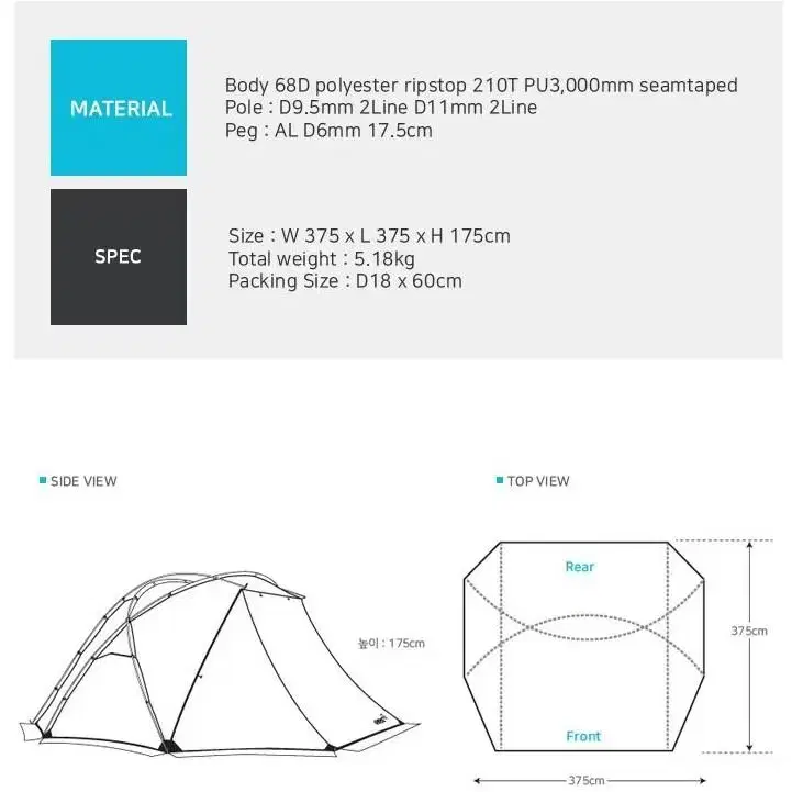 ODC 바이저 원 W 캠핑 쉘터 + TPU 창 포함