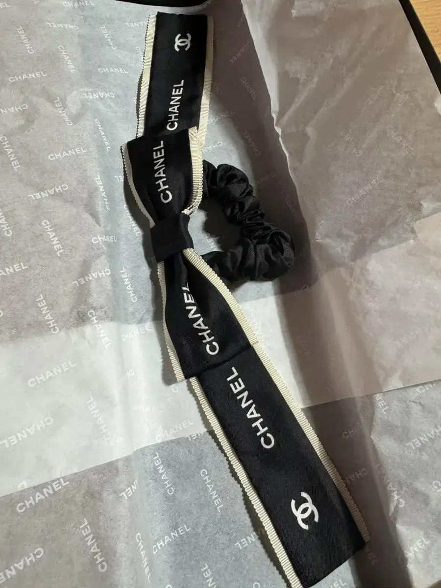 Chanel CC Logo Twilly Ribbon Hair Shoe 2 colors for sale!